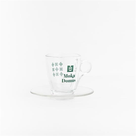 TAZZA CAPPUCCIO VETRO TEXTURE CON PIATTO 1X6